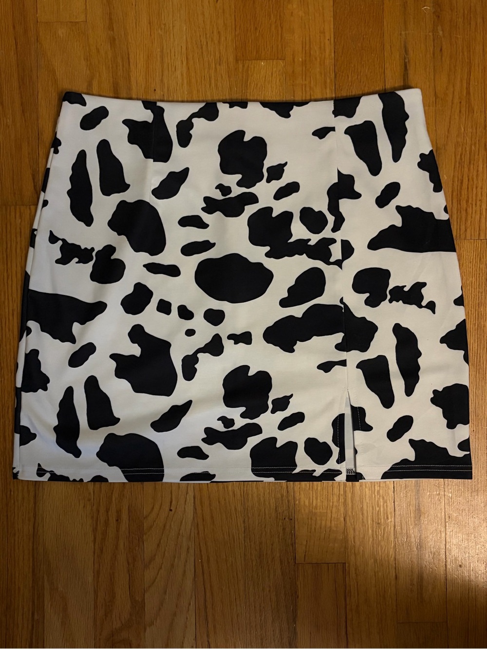 Black & White Cow Print Mini Skirt